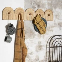Madam Stoltz Portemanteaux Et Patères Porte Manteau Rotin 5 Crochets -Meubles de cuisine Soldes porte manteau rotin 5 crochets 1