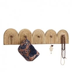 Madam Stoltz Portemanteaux Et Patères Porte Manteau Rotin 5 Crochets -Meubles de cuisine Soldes porte manteau rotin 5 crochets 2