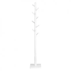 Calicosy Portemanteaux Et Patères Porte-manteau Sur Pied En Bois D'hévéa Blanc Avec 8 Crochets - H175 Cm