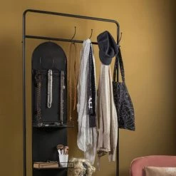 Meubles de cuisine Soldes -Meubles de cuisine Soldes porte manteaux avec miroir tournant en metal noir 1