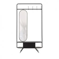 Woood Portemanteaux Et Patères Porte-manteaux Avec Miroir Tournant En Métal Noir