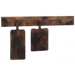 LANADECO Portemanteaux Et Patères Portemanteau 3 Crochets Bois Marron Foncé L100,5cm -Meubles de cuisine Soldes portemanteau 3 crochets bois marron fonce l100 5cm 1