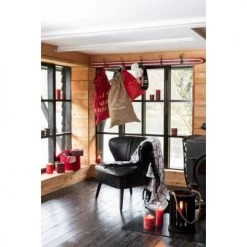 LANADECO Portemanteaux Et Patères Portemanteau 5 Crochets Bois Rouge/blanc L170cm -Meubles de cuisine Soldes portemanteau 5 crochets bois rouge blanc l170cm 2