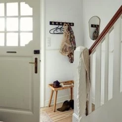 Nordal Portemanteaux Et Patères Portemanteau 6 Crochets En Bois Noir -Meubles de cuisine Soldes portemanteau 6 crochets en bois noir 3