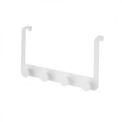 Wadiga Portemanteaux Et Patères Portemanteau De Porte 4 Crochets En Métal Et ABS Blanc 35x8,5x20cm
