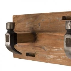 MACABANE Portemanteaux Et Patères Portemanteau Mural 3 Crochets En Teck Recyclé Et Métal -Meubles de cuisine Soldes portemanteau mural 3 crochets en teck recycle et metal 4