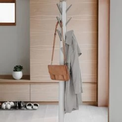 Umbra Portemanteaux Et Patères Portemanteau Sur Pied En Bois, 9 Crochets Métal, Blanc -Meubles de cuisine Soldes portemanteau sur pied en bois 9 crochets metal blanc 2