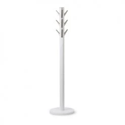 Umbra Portemanteaux Et Patères Portemanteau Sur Pied En Bois, 9 Crochets Métal, Blanc