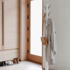 Umbra Portemanteaux Et Patères Portemanteau Sur Pied En Bois, 9 Crochets Métal, Blanc -Meubles de cuisine Soldes portemanteau sur pied en bois 9 crochets metal blanc 3