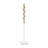 Wadiga Portemanteaux Et Patères Portemanteau Sur Pied En Métal Blanc Et Bambou -Meubles de cuisine Soldes portemanteau sur pied en metal blanc et bambou