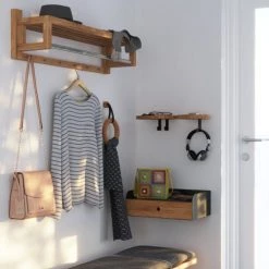 WOODEK Portemanteaux Et Patères Portemanteaux Mural Avec 2 Patères En Chêne Massif Huilé 11 WOODEK Portemanteaux Et Patères Portemanteaux Mural Avec 2 Patères En Chêne Massif Huilé -Meubles de cuisine Soldes portemanteaux mural avec 2 pateres en chene massif huile 4