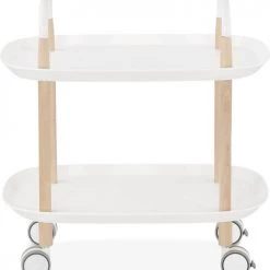 Kokoon Design Îlots Et Dessertes Table Basse Desserte Sur Roulette Blanc Et Bois Clair -Meubles de cuisine Soldes table basse desserte sur roulette blanc et bois clair 2