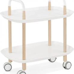 Kokoon Design Îlots Et Dessertes Table Basse Desserte Sur Roulette Blanc Et Bois Clair