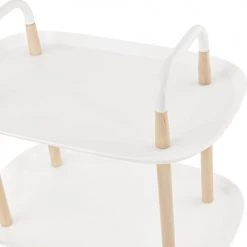 Kokoon Design Îlots Et Dessertes Table Basse Desserte Sur Roulette Blanc Et Bois Clair -Meubles de cuisine Soldes table basse desserte sur roulette blanc et bois clair 3