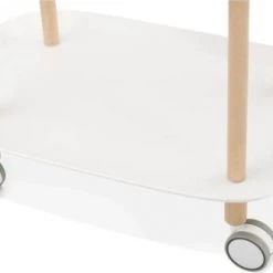 Kokoon Design Îlots Et Dessertes Table Basse Desserte Sur Roulette Blanc Et Bois Clair -Meubles de cuisine Soldes table basse desserte sur roulette blanc et bois clair 4