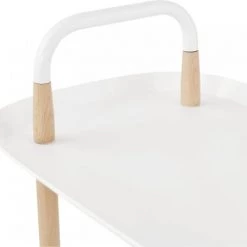 Kokoon Design Îlots Et Dessertes Table Basse Desserte Sur Roulette Blanc Et Bois Clair -Meubles de cuisine Soldes table basse desserte sur roulette blanc et bois clair 5