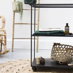 Decoclico Factory Îlots Et Dessertes Table Desserte Roulante En Métal Noir -Meubles de cuisine Soldes table desserte roulante en metal noir 3