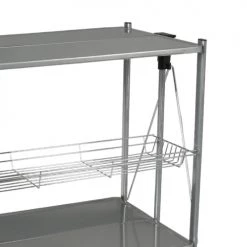 Wadiga Îlots Et Dessertes Table Roulante Pliable En Métal Gris - 68x40x70cm -Meubles de cuisine Soldes table roulante pliable en metal gris 68x40x70cm 2