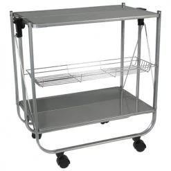 Wadiga Îlots Et Dessertes Table Roulante Pliable En Métal Gris - 68x40x70cm