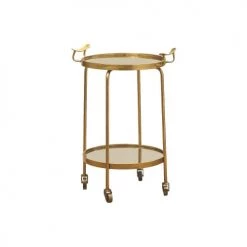 Wadiga Îlots Et Dessertes Table Roulante Ronde Décorative En Métal Doré