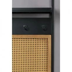 Dutchbone Portemanteaux Et Patères Vestiaire D'entrée Avec Miroir En Métal Et Cannage -Meubles de cuisine Soldes vestiaire d entree avec miroir en metal et cannage 2