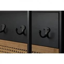 Dutchbone Portemanteaux Et Patères Vestiaire D'entrée Avec Miroir En Métal Et Cannage -Meubles de cuisine Soldes vestiaire d entree avec miroir en metal et cannage 3